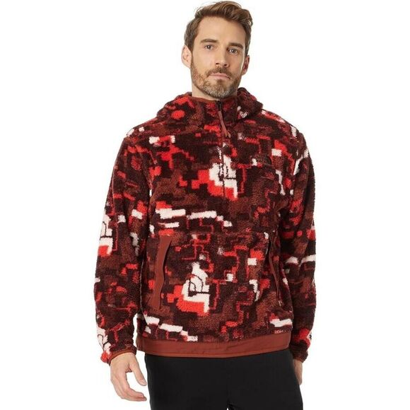 The North Face Campshire Men's Fiery Red Digi 1/4 Zip Fleece Hoodie Size S NCL2